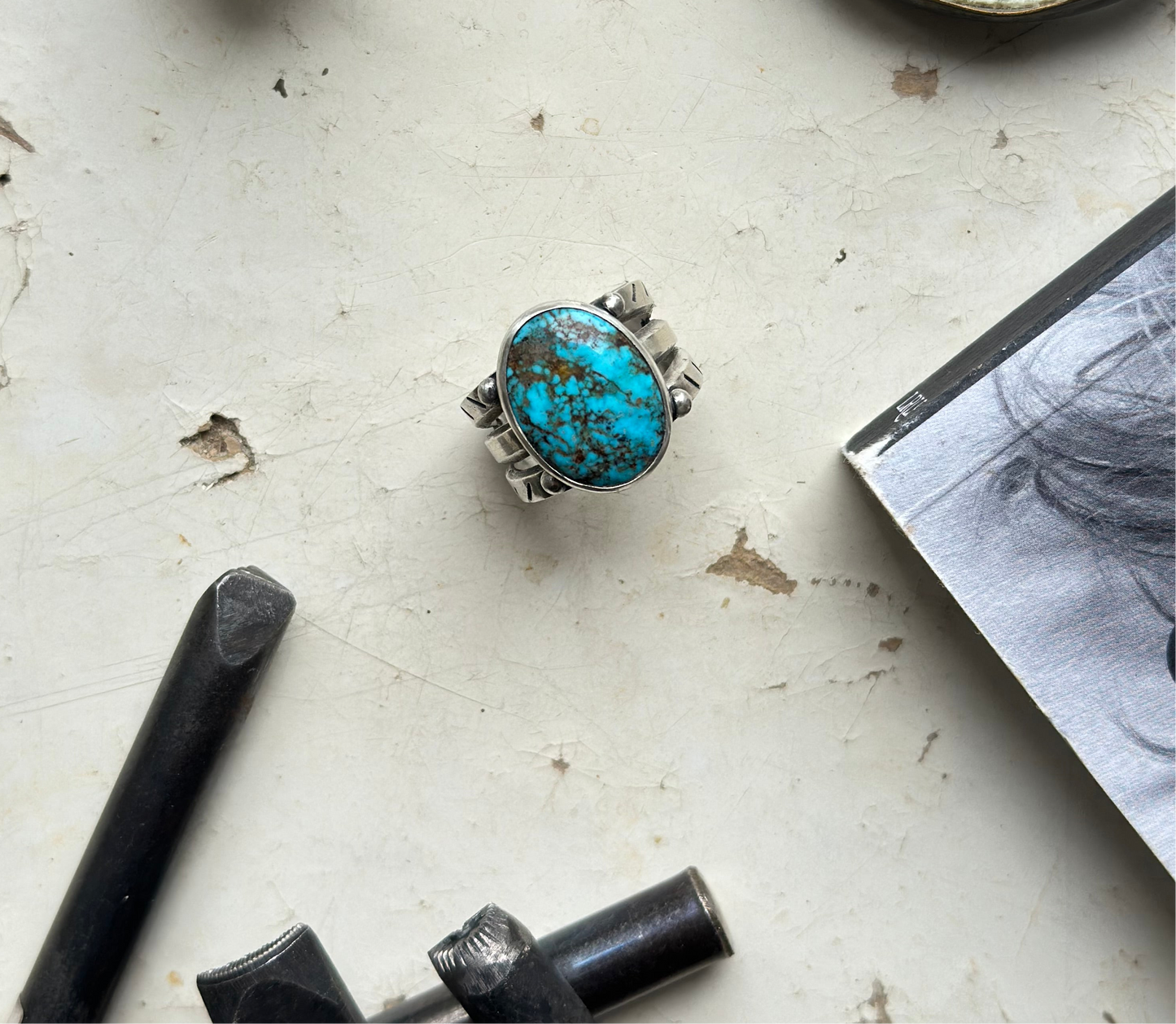Bague “Turquoise red web” (T61,5)