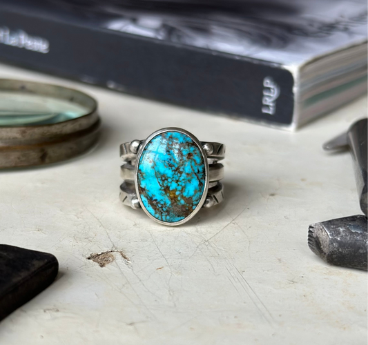 Bague “Turquoise red web” (T61,5)