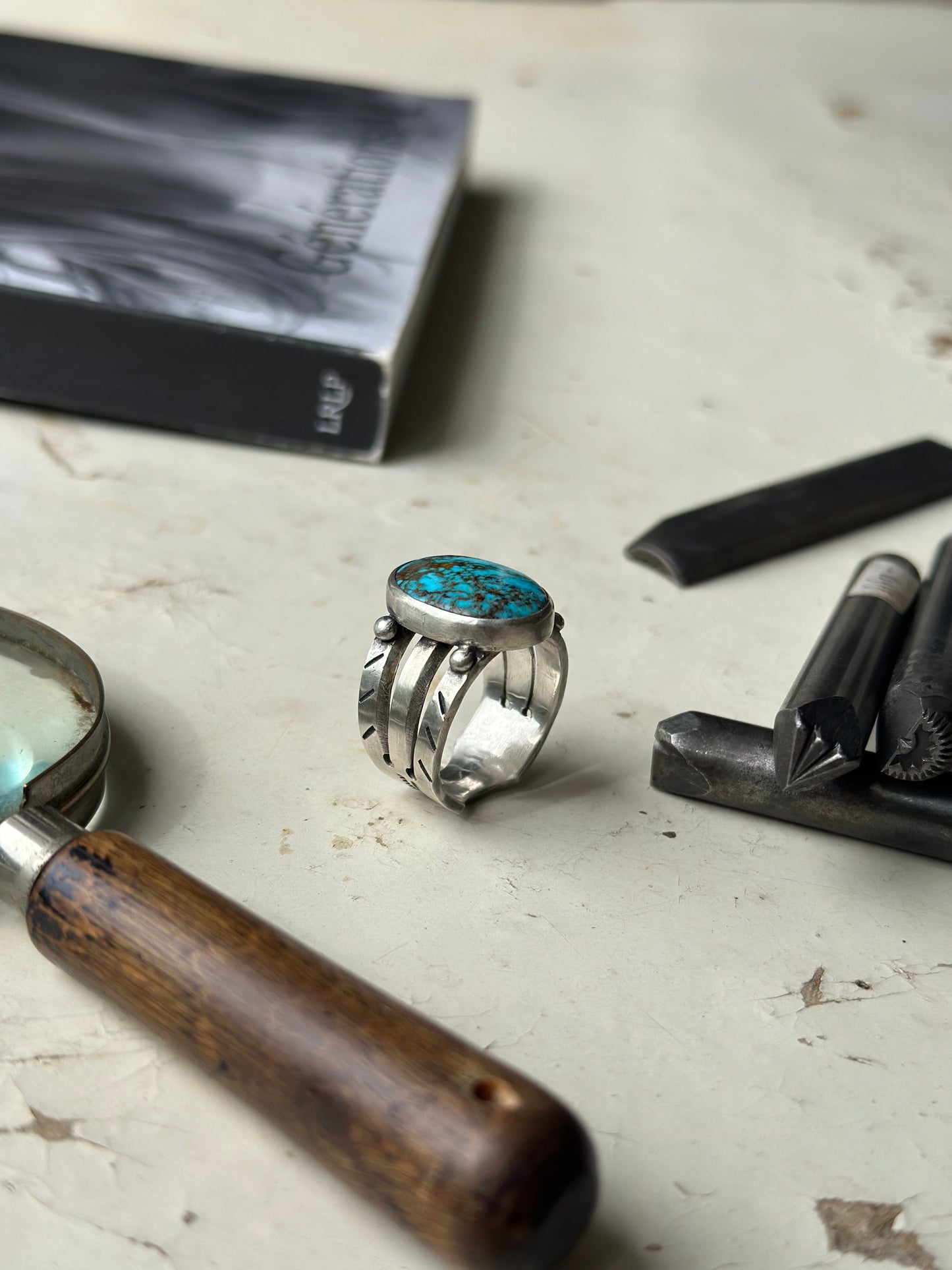 Bague “Turquoise red web” (T61,5)