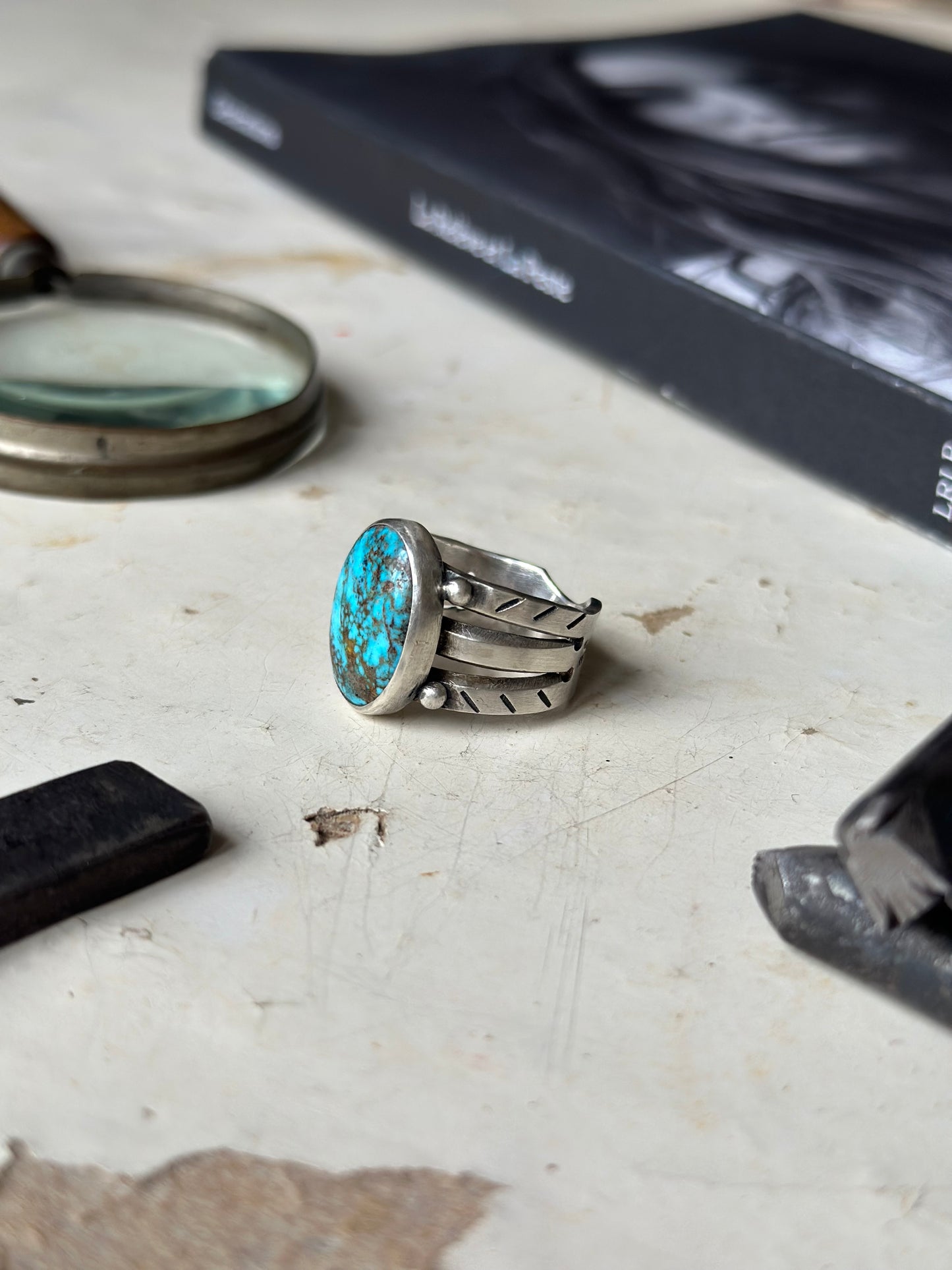 Bague “Turquoise red web” (T61,5)